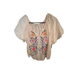 Kerrick Cream Peasant Cottagecore Top Size‎ Small With Detailed Embroidery